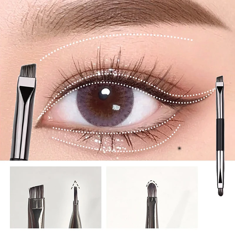 Set di pennelli per ombretto a doppia testa da 4 pezzi con spugna pulita a secco e correttore multifunzione a specchio Evidenzia eyeliner portatile da viaggio