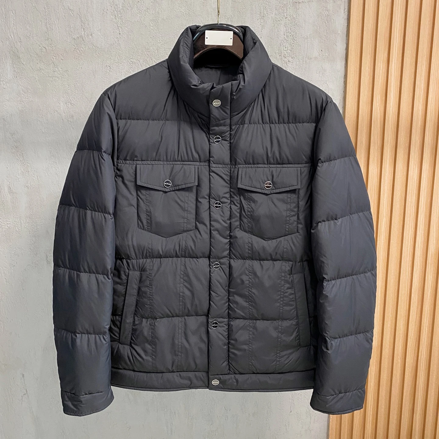 

Kiton осенне-зимняя однотонная простая повседневная универсальная куртка с воротником-стойкой на молнии