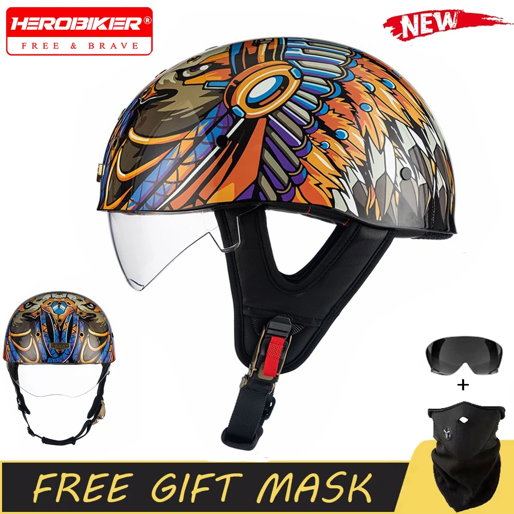 

Summer Motorcycle Helmet ABS Material Moto Riding Helmet Anti Fall Equipment Retro Motorcycle Half Helmet Men DOT Certification