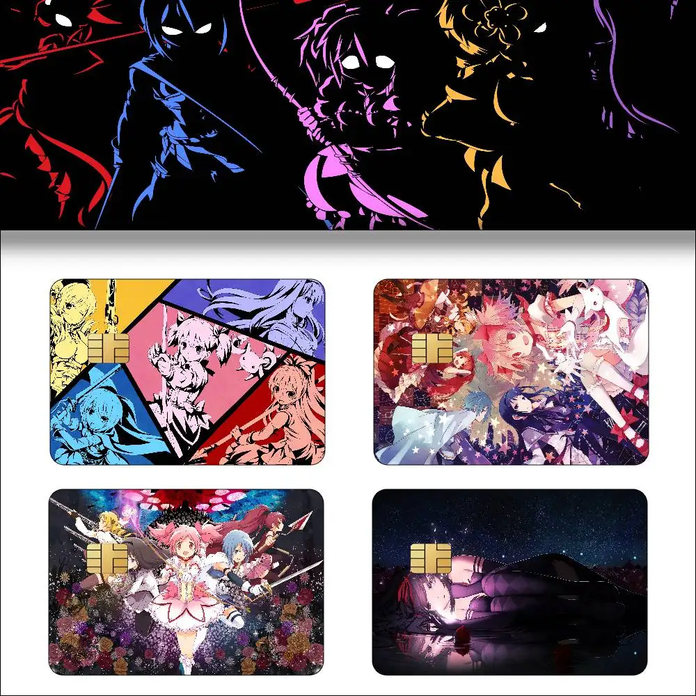 Anime Puella Magi Madoka Magica Anime Front Cover Film Sticker Skin For Credit Debit Card Small Large Chip 1 Set Of 4 Pcs