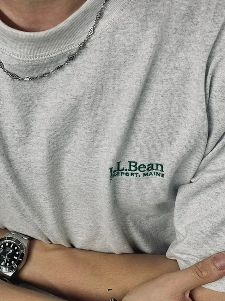 

L.L.Bean японская футболка свободного кроя ort Sve из чистого хлопка с вышитым логотипом, повседневный летний топ для мужчин и женщин