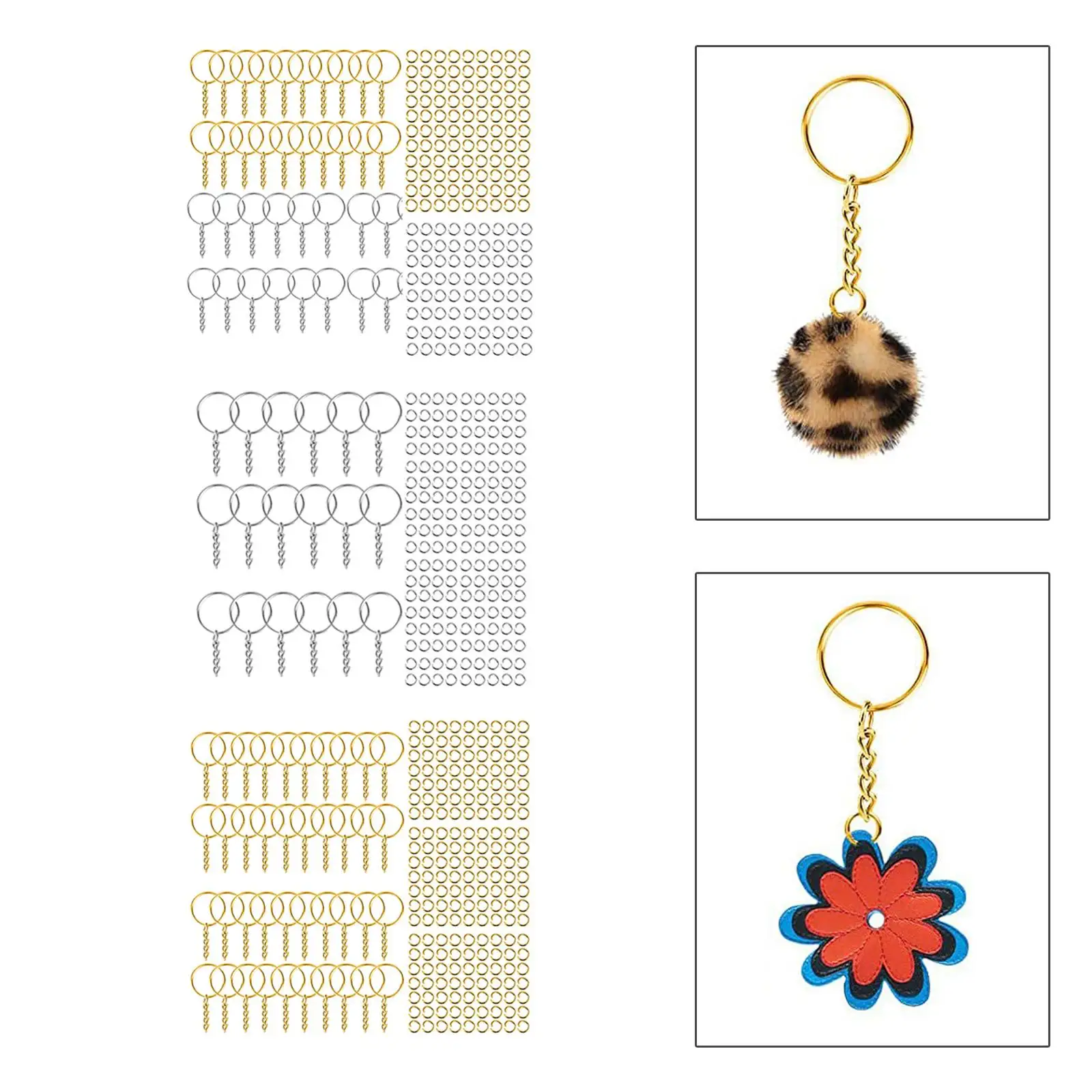 200x Split Key Chains Jump Rings Kit Keyring Keychain Open Jump Rings Crafts