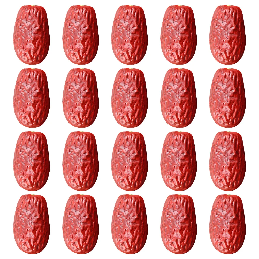 20 Pcs Simulation Jujube Model Photography Props Fake Fruit Red Decorative Models Simulated Toy Dates