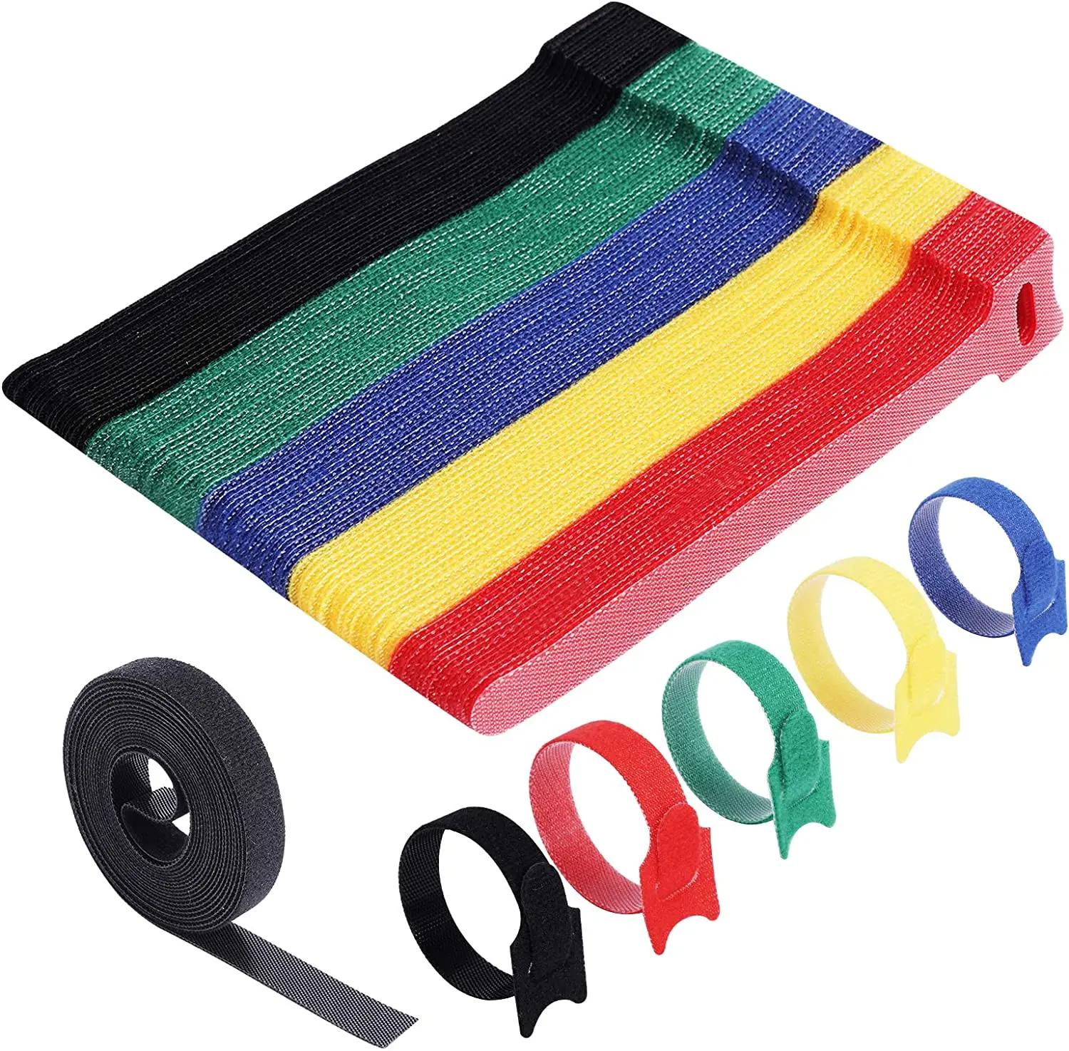 

30/20/10Pcs Releasable Cable Ties Colored Nylon Cable ties Strap Hook Loop Wrap Zip Bundle Ties Cable Wire Management