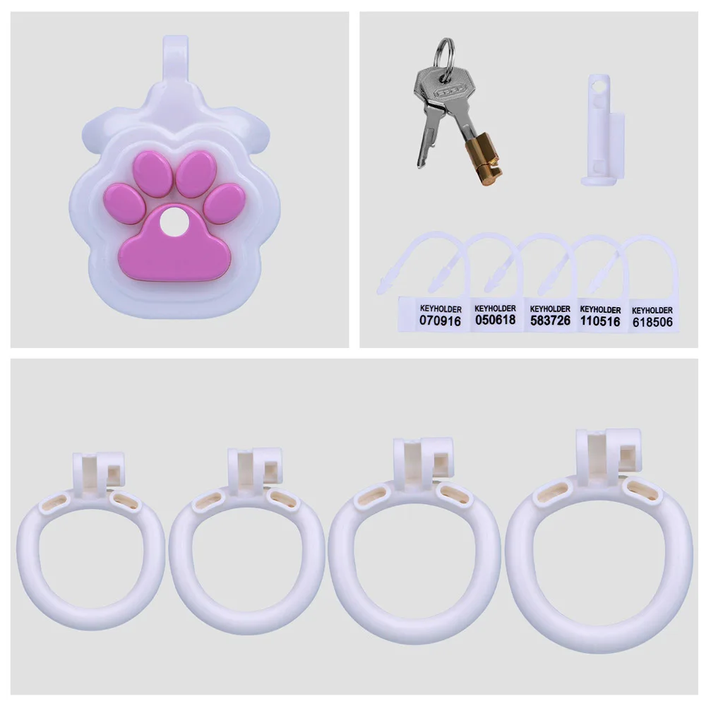 New Cat's Paw Chastity Cage Penis CB Lock Sissy Penis Cages with Chastity Belt Cock Ring Adult Sex Toys for Men Gay Dick Bondage view 6