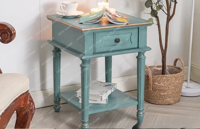 A Mediterranean side few retro carved bucket bedroom bedside table American