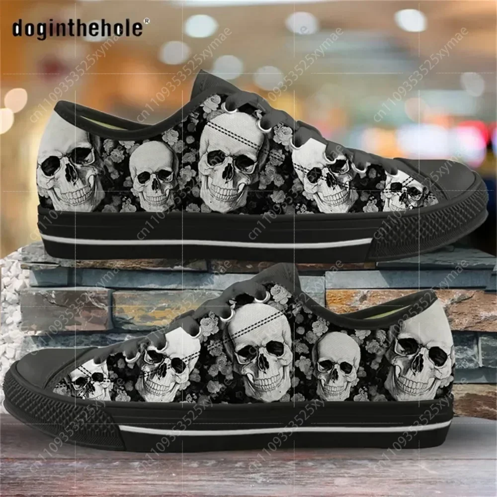 Purple Punk Skull Print Low Top High Quality Sneakers Mens Womens Teenager Lightweight Canvas Sneaker Couple Shoes Custom Shoe - view 6