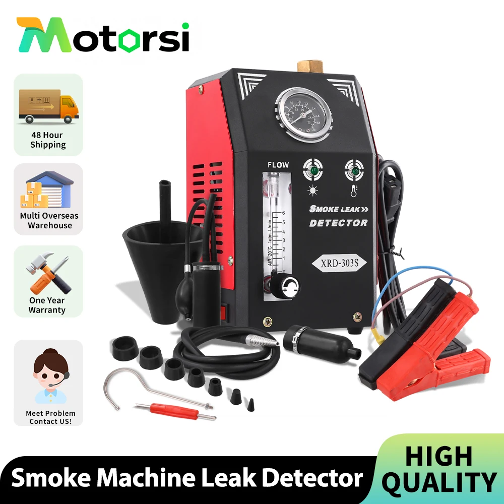 Tester di perdite per macchina del fumo Motorsi EVAP con manometro e misuratore di portata Tester di fumo a doppia modalità per tutti i veicoli DC 12V