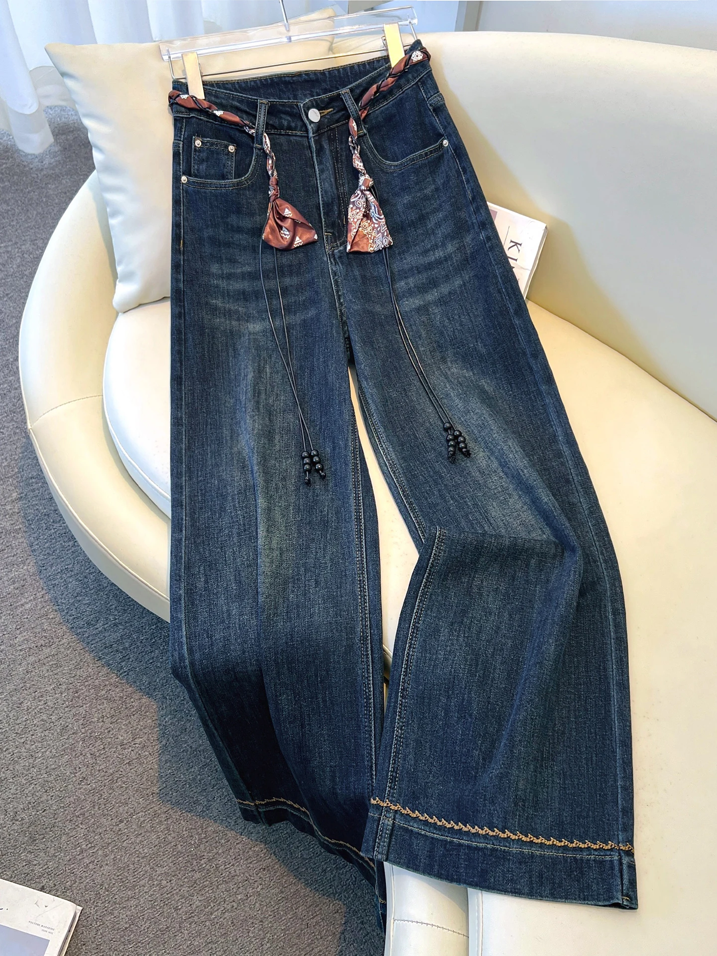 

Retro High Waist Wide Leg Jeans Women's Spring Autumn New Loose Casual Straight Leg Pants Dream Wisdom Fashion Brand