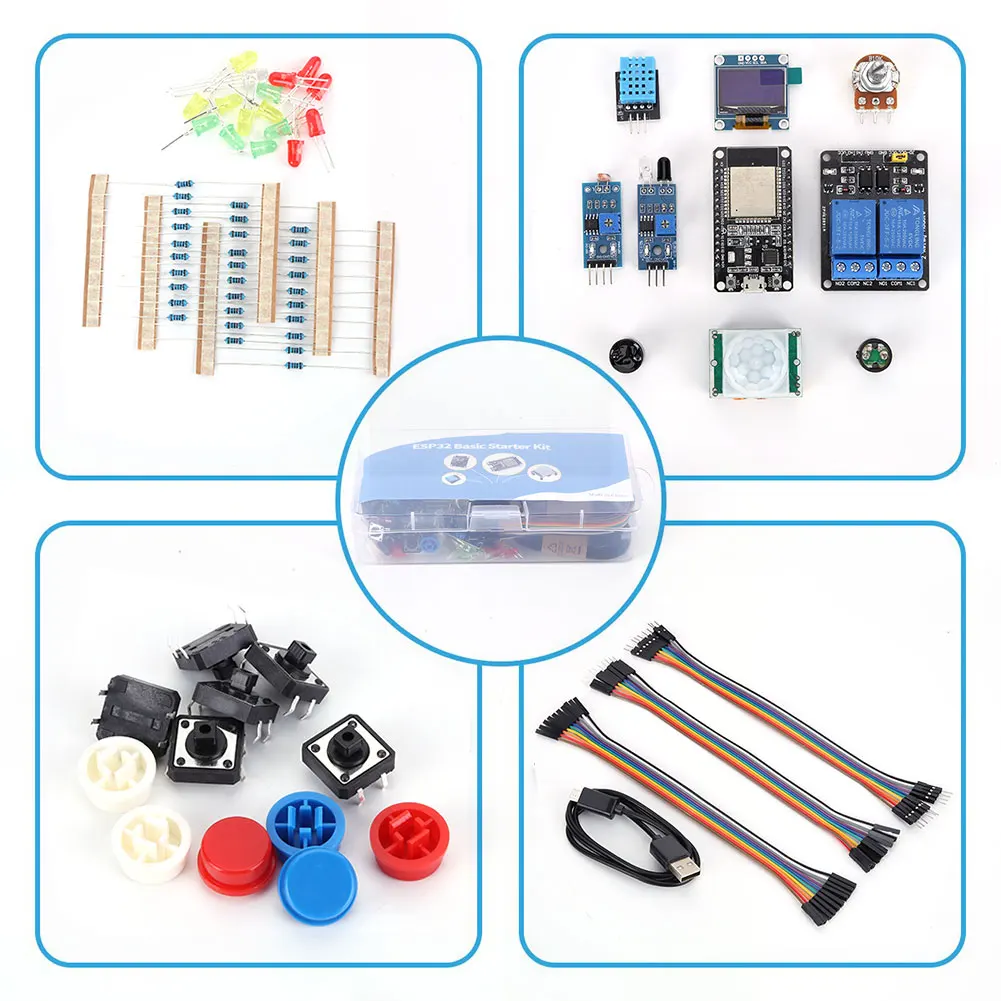

Basic Starter Kit for ESP32 ESP-32S WIFI with Storage Box Electronics Components Basic Starter Kit Pir Motion Sensor for Arduino