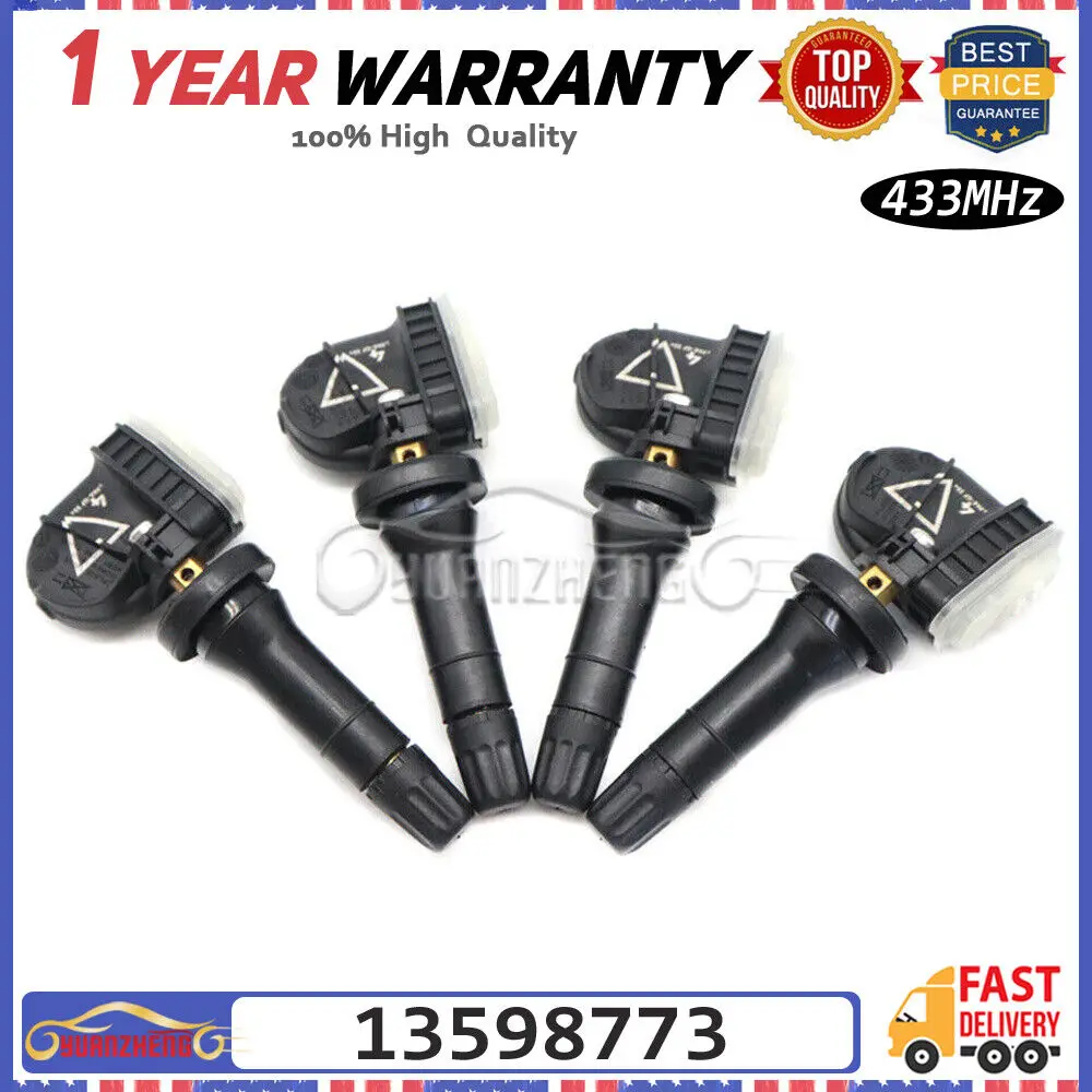 4PCS TPMS Tire Pressure Sensor 13598773 For Cadillac CT6 SRX XT5 Chevrolet Silverado Aveo Malibu GMC Sierra 16-20 433mhz