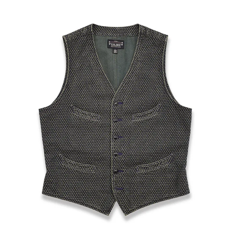 Amekaji Classic American Retro Vest Washed Distressed Amekaji Inner Wear Bandage Dress Waistcoat