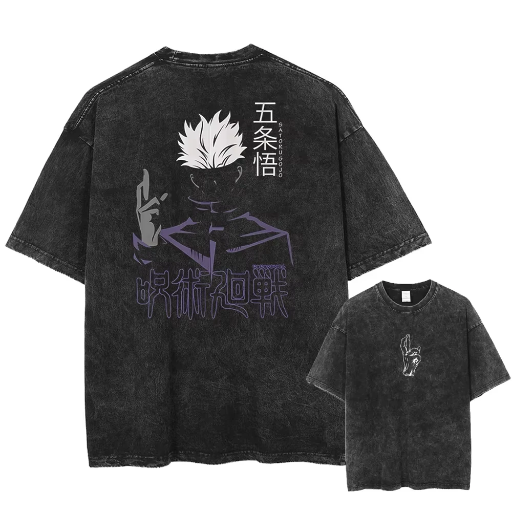 2026 Anime Jujutsu Kaisen Nanami Kento Printed T-shirt Men's and Women's Washed T-shirt High Quality Vintage 100%Cotton T-shirt