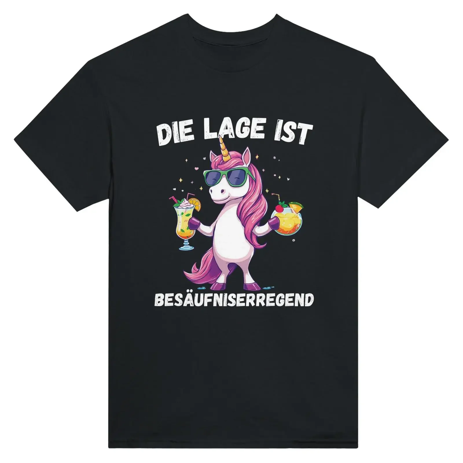 Party Unicorn T Shirt Funny Cocktail Summer Drink Holiday Beach vintage Washed Breathable Slightly fashion streetwear Unisex