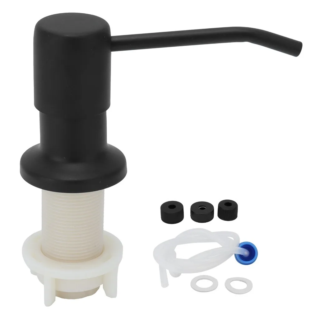 Stainless Steel Soap Dispenser Pump Matte Black Built In Pump Head Sink Soap Dispenser 3.94ft Extension Tube