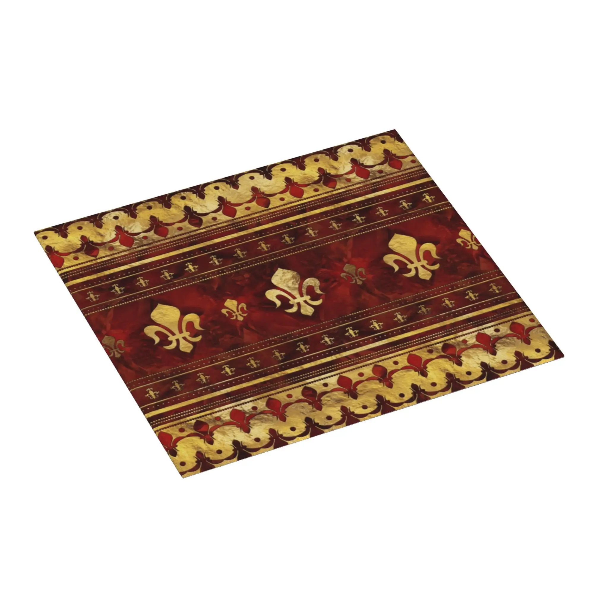Fleur-de-lis Red Marble and Gold Non Slip Kitchen Counter Protector Mat Barware Fleur De Lys Lily Flower Mat For Kitchen