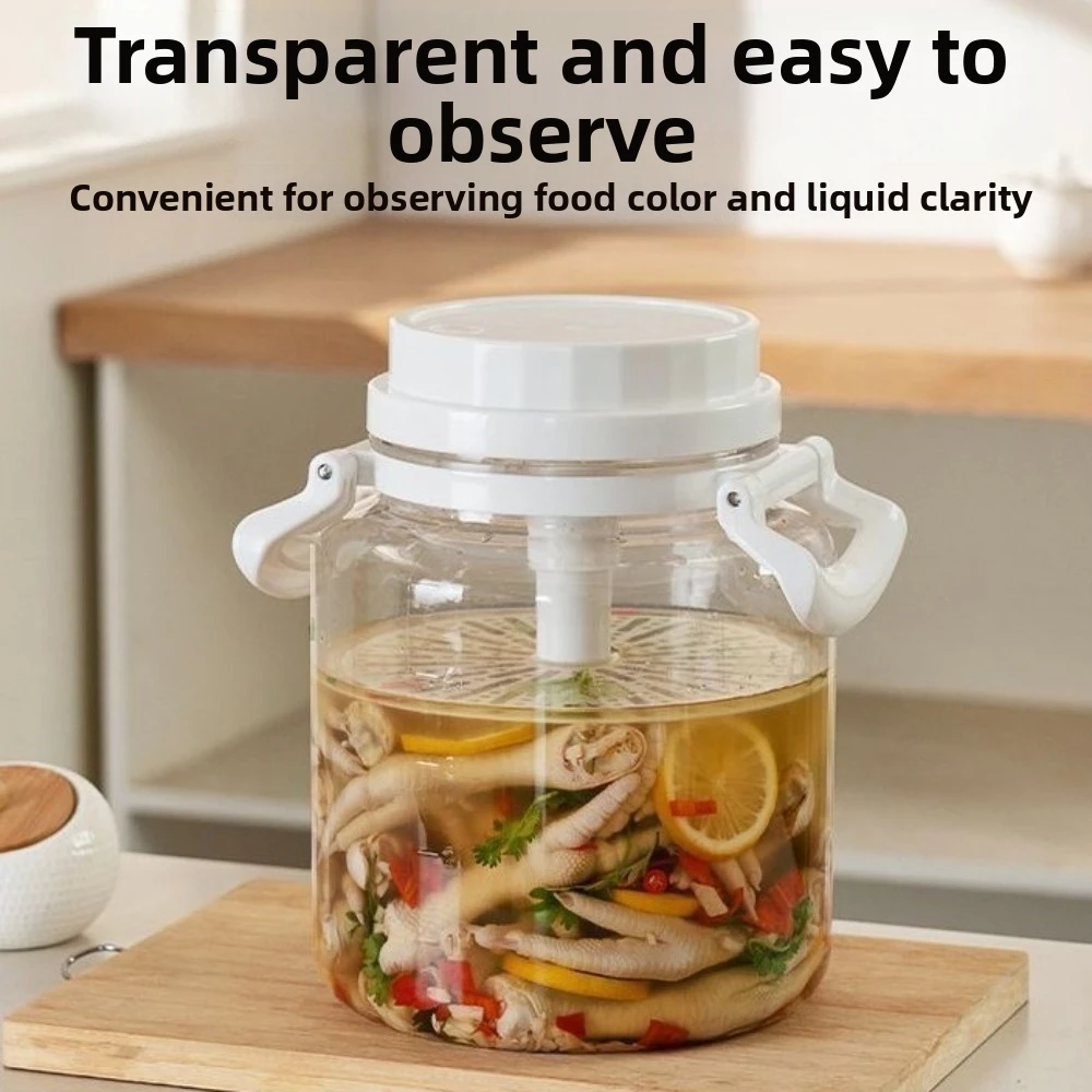 Large Capacity Pickle Jars With Lids With Handle Food Grade Airtight Storage Pitcher Leak-Proof Sealed Fermentation Jar