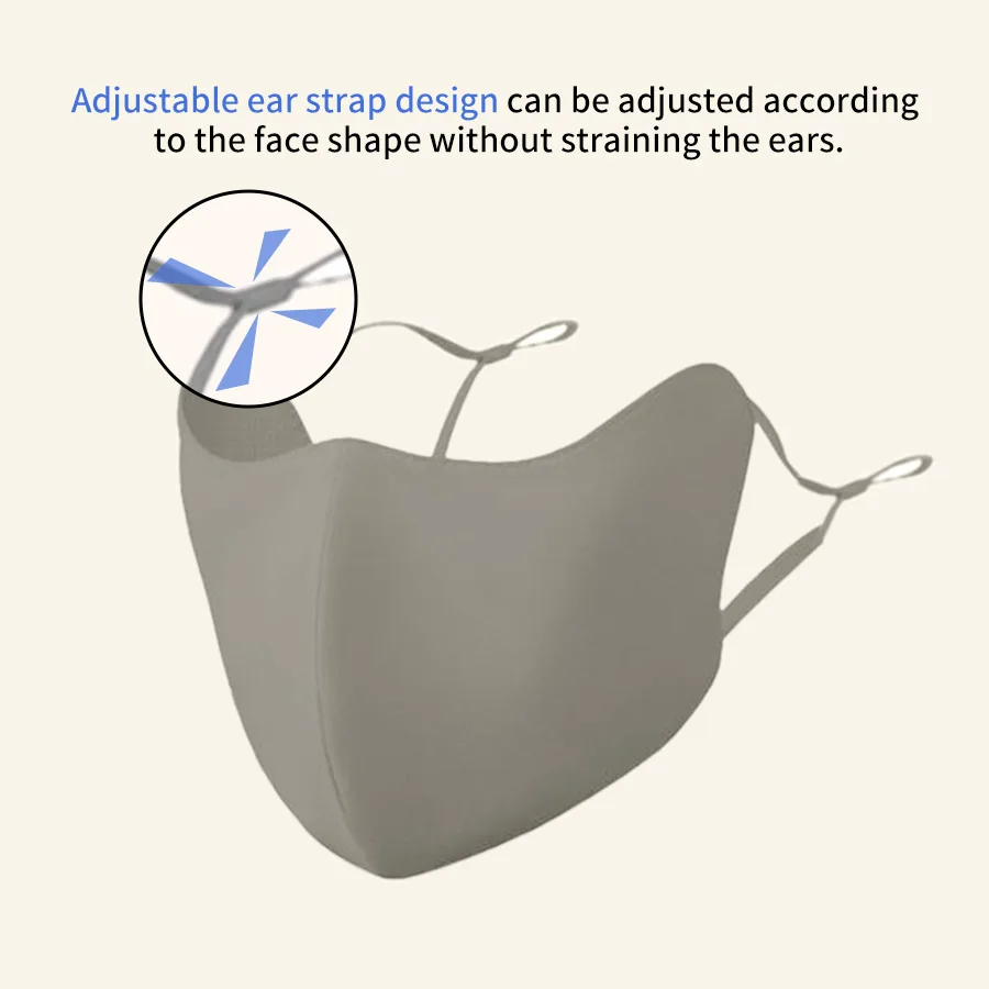 أقنعة نسائية عصرية قابلة للتنفس عالية الجودة وقابلة للغسل وقابلة لإعادة الاستخدام وأقنعة مقاومة للغبار والرياح، أقنعة صيفية من الحرير الجليدي قابلة للتنفس #4