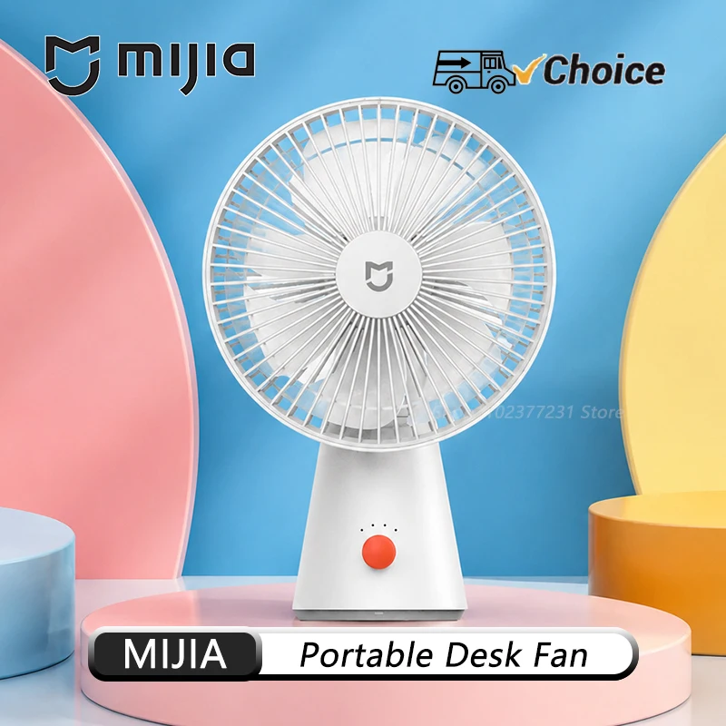 MIJIA Portable Desk Fan USB Rechargeable Handheld Mini Electric Fans Cordless Air Cooling Small Fan 4 Gears Speed