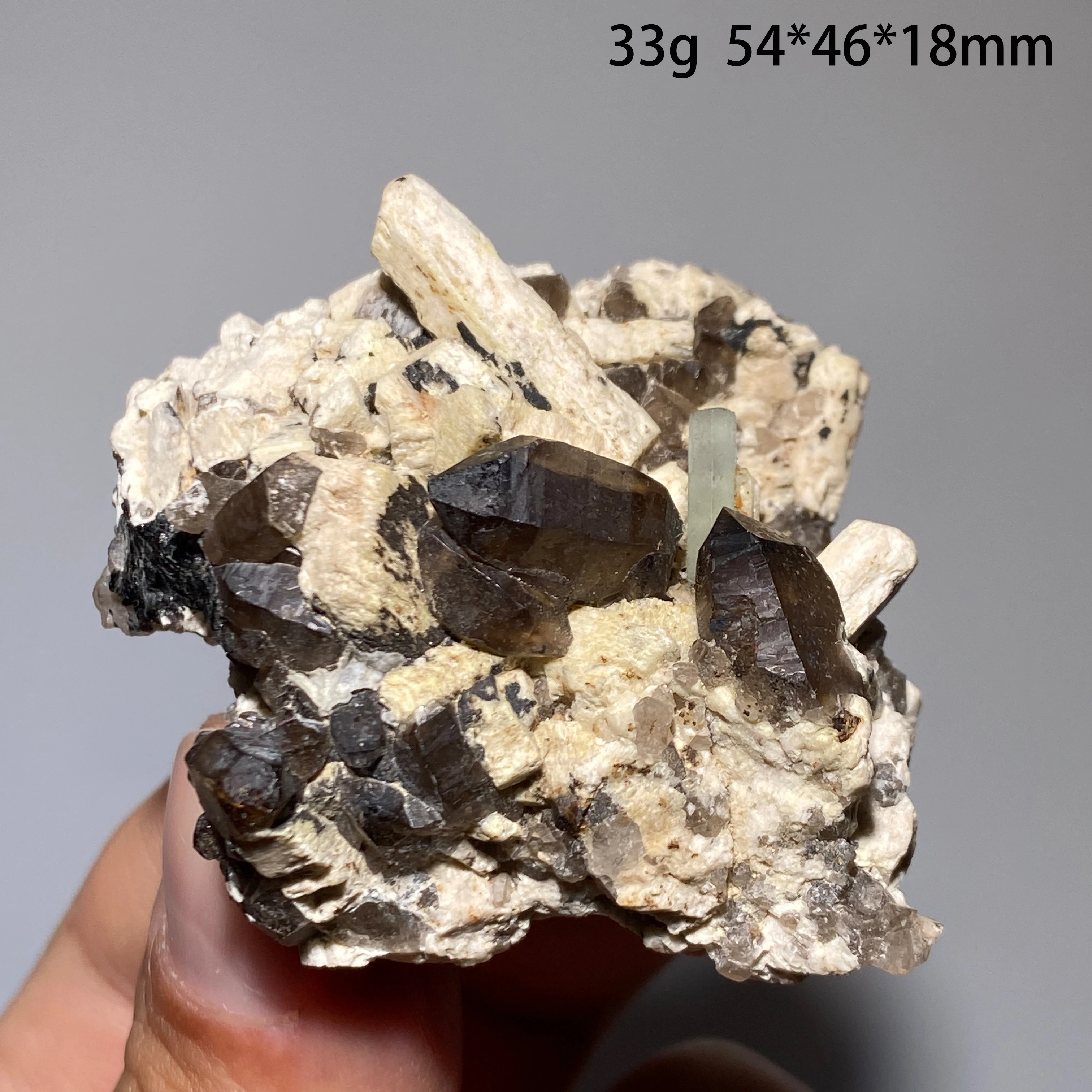 Natural Longstone Tourmaline Tea Crystal Sea Sapphire Coexistence Specimen - Energy Healing Mineral Home Decor Gift