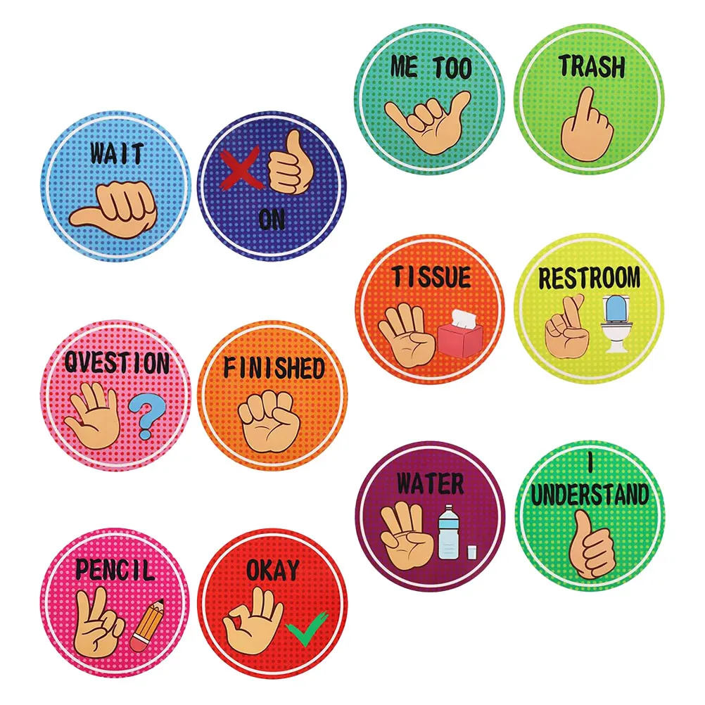 

Gesture Poster Asl Soft Flash Cards Glossy Film White Cardboard Classroom Hand Signals