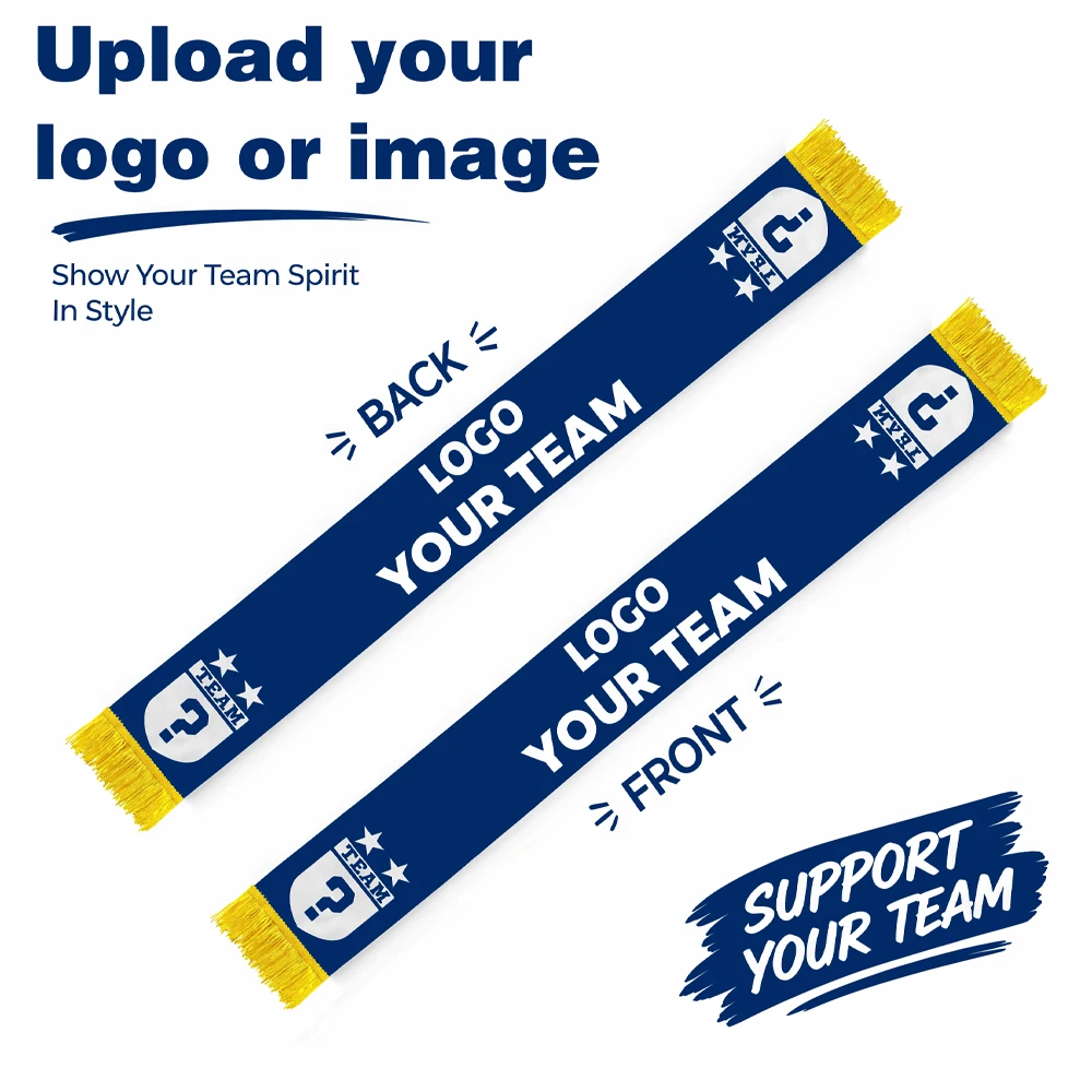 Customized men's and women's scarf flags, 7.87 x 70.87 in, customizable logo/text/photo/team name, fashionable sports scarf