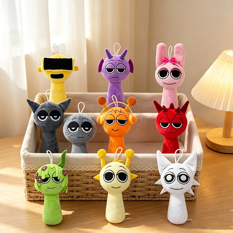 9 Pcs Weird Cute Monster Plush Stuffed Doll Bag Hanging Ornament Cartoon Figure Collectible Keychain Soft Toy Decor