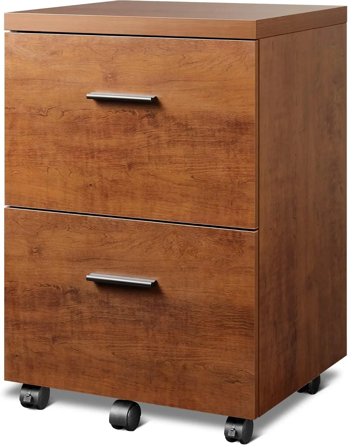  2 Drawer Wood File Cabinet, Mobile Lateral Filing Cabinet with storage, Letter Legal Size, Walnut