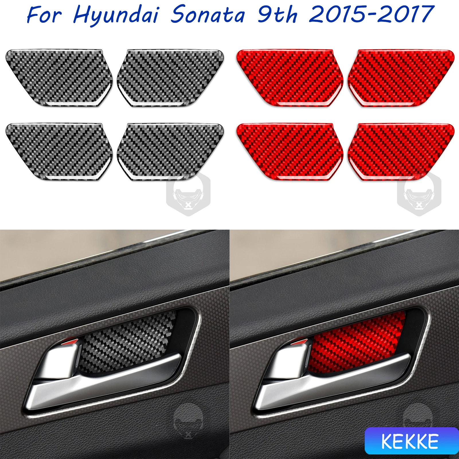 

For Hyundai Sonata 9 2015 2016 2017 Inner Door Bowl Real Carbon Fiber Sticker Car Interior Accessories