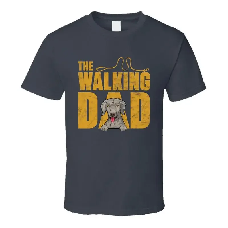 

Weimaraner Walking Dad Father's Day Worn Look T Shirt
