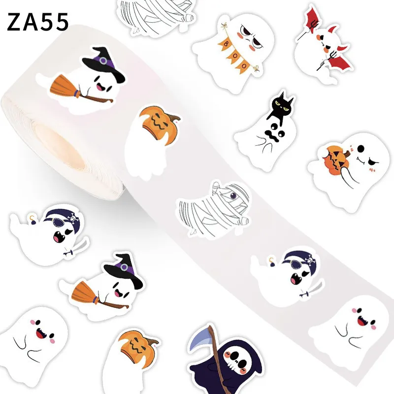 500 Pieces/Roll Halloween Ghost Kids' Holiday Stickers - Adhesive Labels for Candy Gifts & Festive Treats Giajar Sticker Store