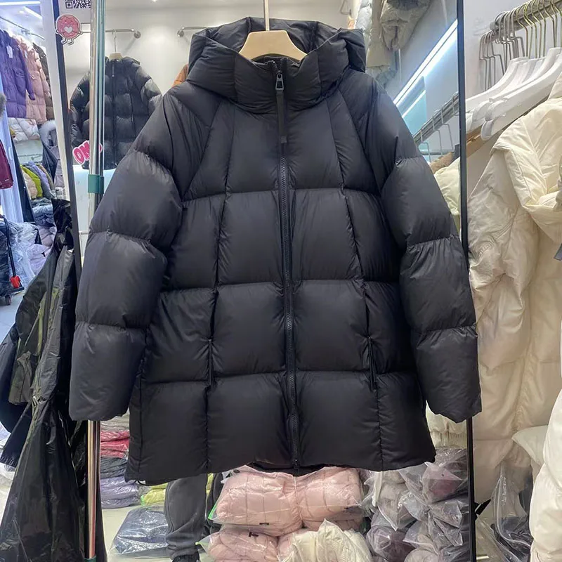 Abrigo de invierno para mujer, chaqueta de plumón 2025, nueva chaqueta de plumón de pato blanco grueso y cálido con capucha, chaqueta de plumón para mujer Parker, chaqueta de plumón para mujer H443