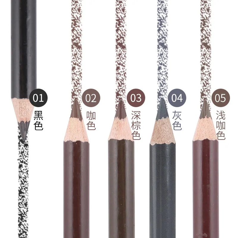 Double-headed Leopard Eyebrow Pencil Brush Makeup Natural Brow Cosmetics Waterproof Microblading Pen Black Brown Eye Brow Beauty