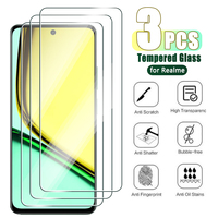 3PCS Tempered Glass for Realme C2S C3 C20 A C30 S C12 C17 C21 Y C25 C31 C33 C67 4G 5G C53 C55 Screen Protector