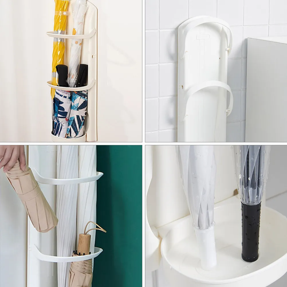 1Pcs Umbrella Rack Collapsible Storage Holder Home Umbrella Stand Wall-Mounted Detachable Draining Tray Adjustable Organizer