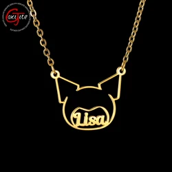 Goxijite Customized Name Necklace For Kids Stainless Steel Custom Nameplate Necklaces With Cartoon Character Child Gifts