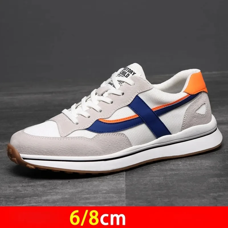 High Quality Flat/6/8 Cm Men Elevator Sneakers Summer Casual Trainers Height Increase Shoes Mesh Student Running Men Lift Shoes