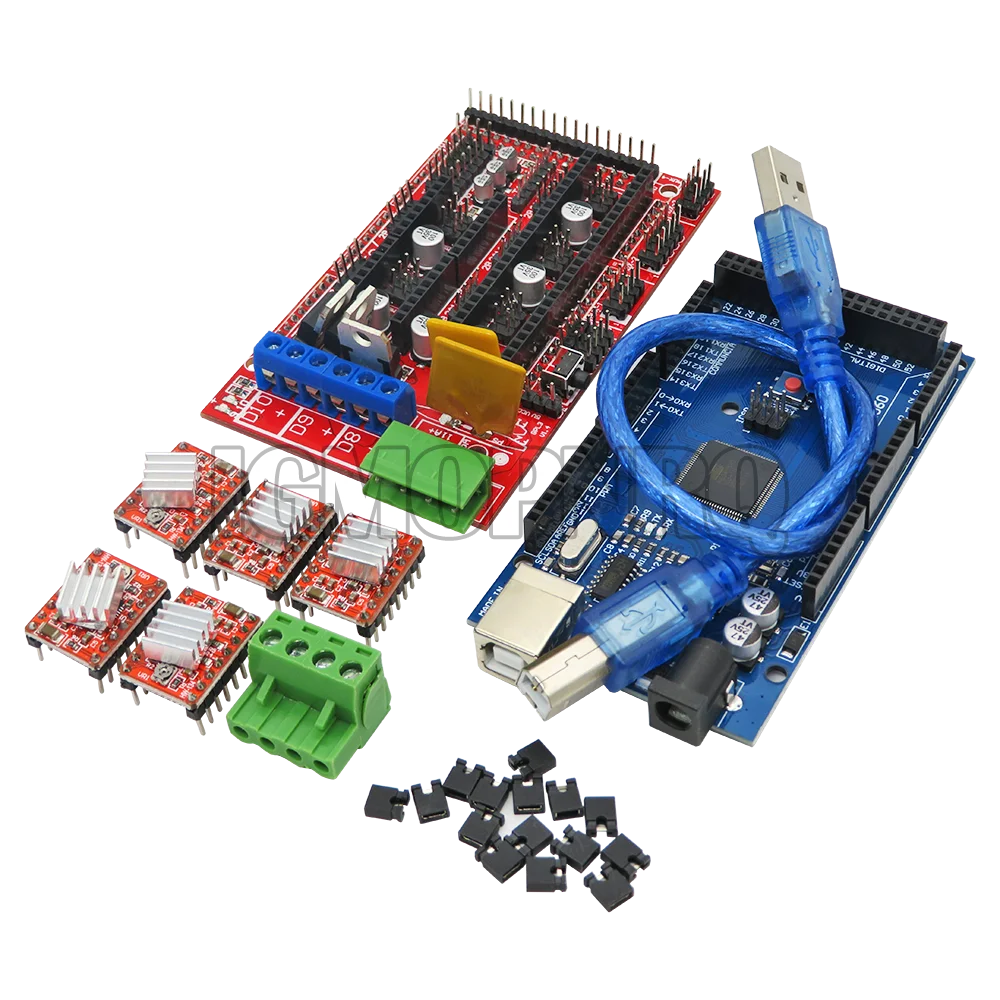 MEGA 2560 R3 CH340+1pcs RAMPS 1.4 Controller+5pcs A4988/DRV8825 Stepper Driver Module+1pcs 12864 Controller For 3D Printer Kit