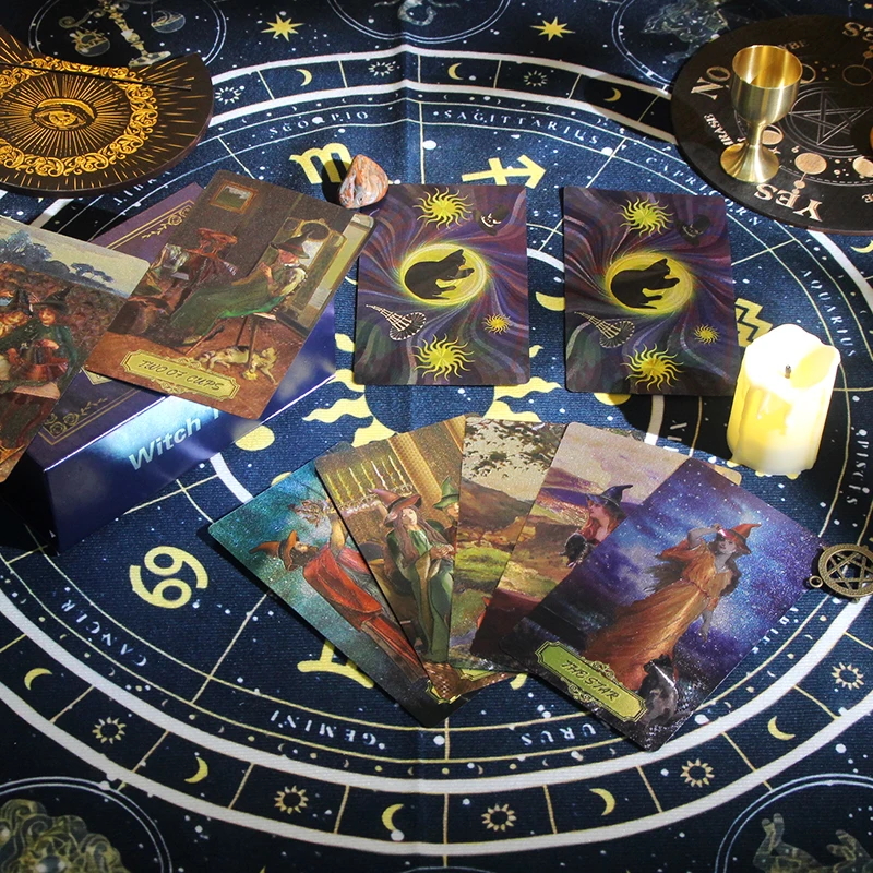 Witch tarot card, high quality, pet material, gold foil, brand new, 2024