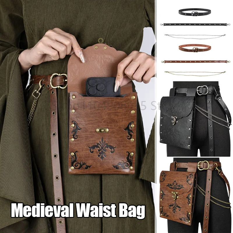 

Medieval Waist Bag Viking Style Hanging Belt Coin Purse Knight Fanny Pack Men Women Renaissance Money Pouch Cosplay Props
