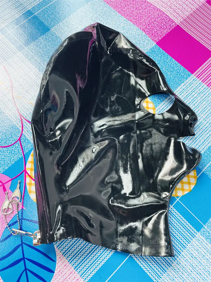 Latex Masker Open Ogen Neus Mond Met Een Lock Zip 0.4Mm Custom Made