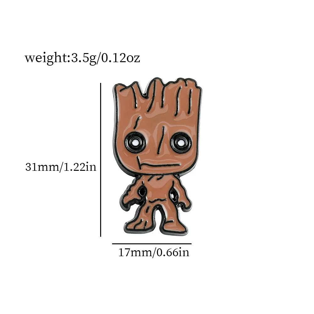 Hot selling Galaxy Guardians Manga Hero Peripheral Brooch Captain Groot Hulk Spider Man Metal Badge