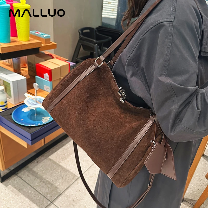 

Women's Suede Cow Leather Shoulder Bag Female Retro Frosted Cowhide Durable Handbags Ladies Fashion Designer Luxury Bags Girls