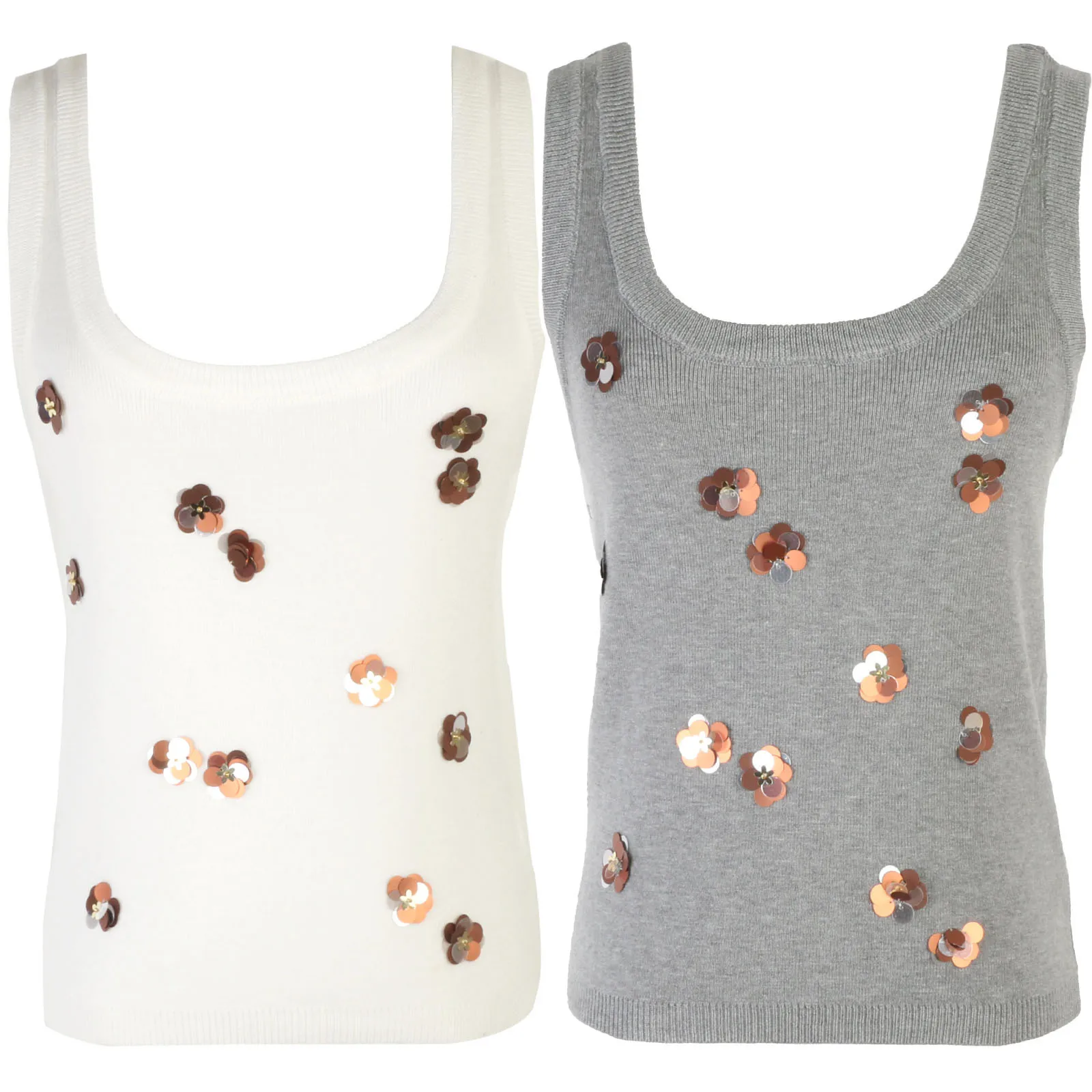 

2025 New Sleeveless Vest Women's Slim Fit U-neck Top Trendy Heavy Industry Sequined Vest Suspender Knitted