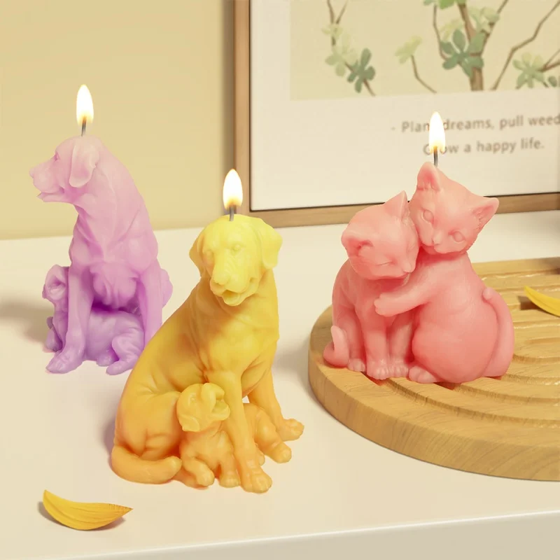 3D Cats Candle Gypsum Silicone Mold DIY Cute Decoration Dogs Aromatherapy Epoxy Resin Molds Animal Shape Indoor Crafts Ornament