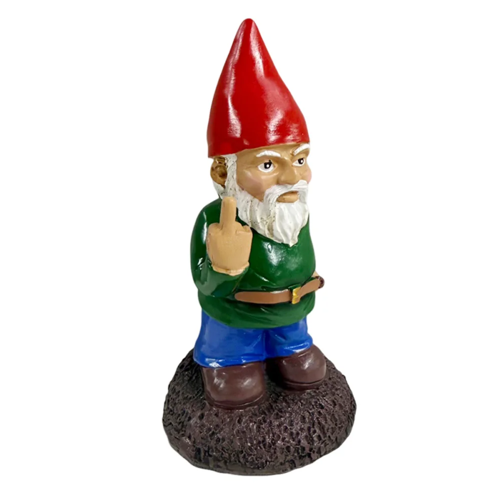 Middle Finger White Beard Dwarf Ornament Outdoor Resin Crafts Middle Fingler Lawn Statue Figurine Garden Dwarf Statue Ornament