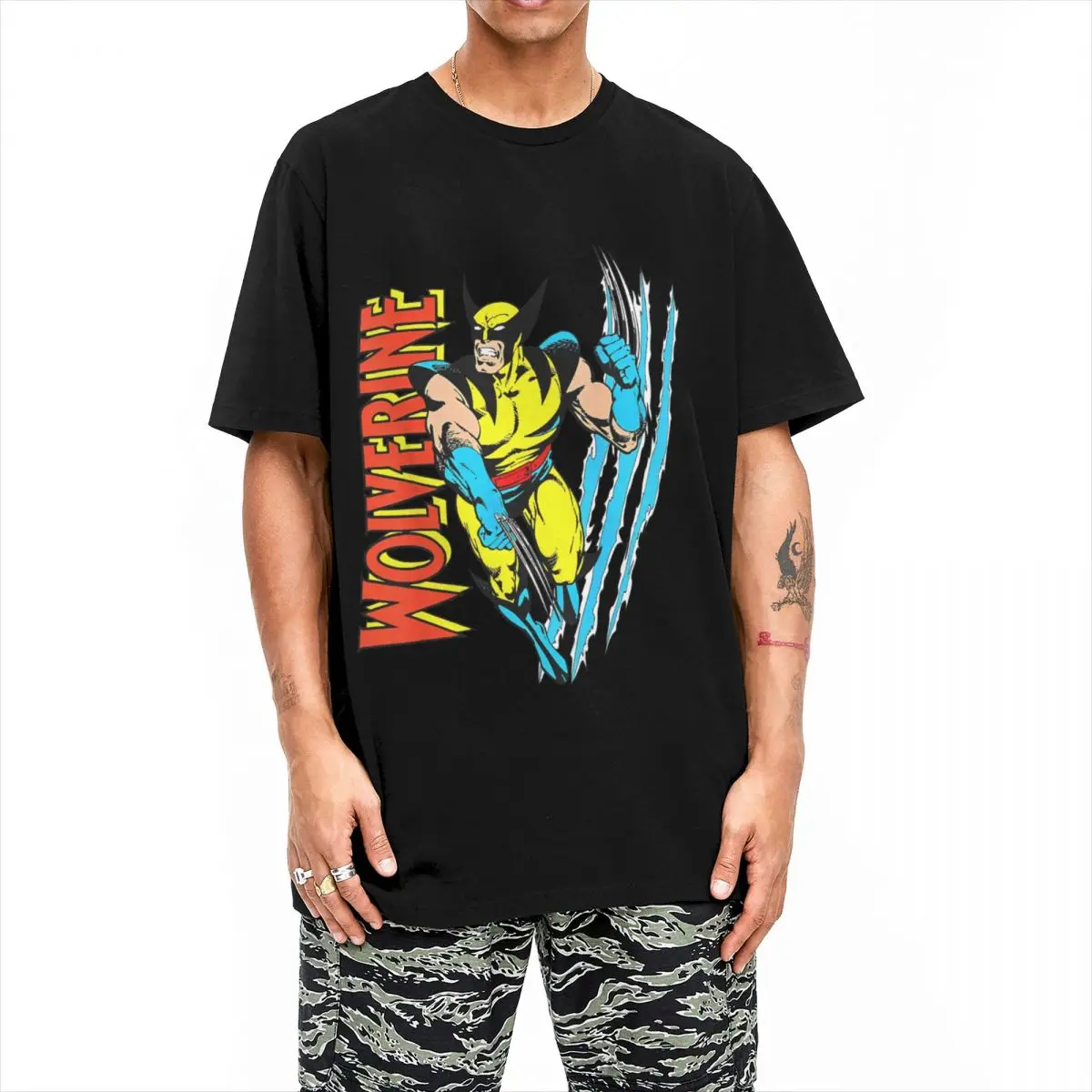 Men Women T-Shirt X-Men Wolverine Vintage Claw Slice Fashion Pure Cotton Tees Short Sleeve T Shirts Round Collar Tops Summer