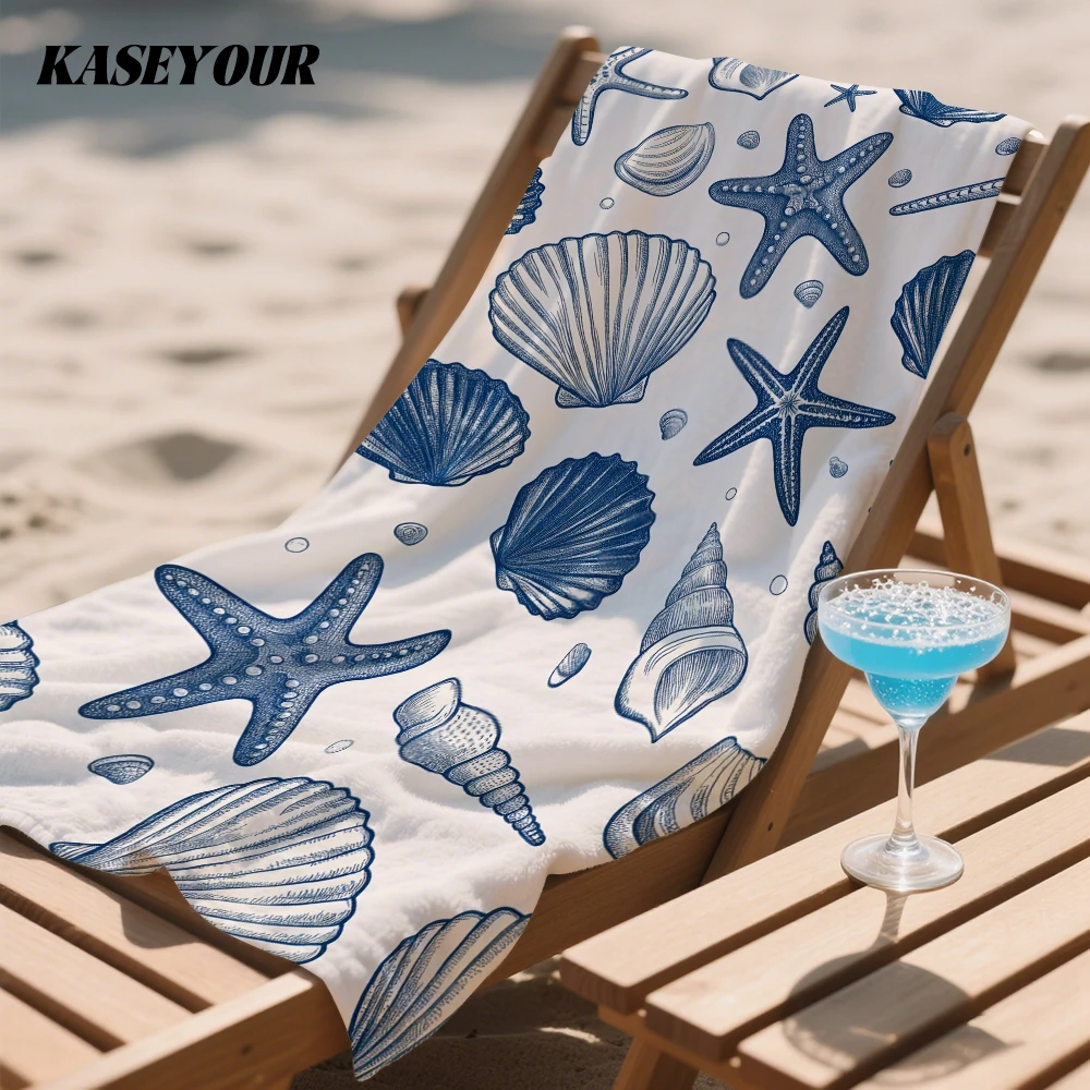 Seashell Mix Compact Travel Beach Towel Super Absorbent Sand Resistant, Microfiber for Swimming Camping Yoga