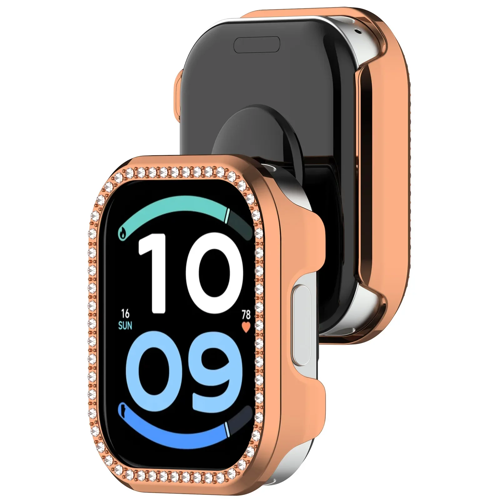 Luxury Diamond Studded Case for  Redmi Watch 6 Active/ Watch6 Lite Case PC Hollowed Out Protective Cover