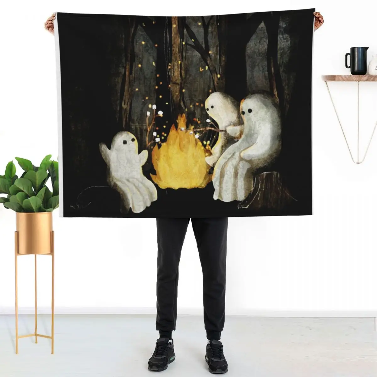 Marshmallows and ghost stories Throw Blanket for sofa Decorative Sofas Flannels Polar warm for winter Shaggy Blankets